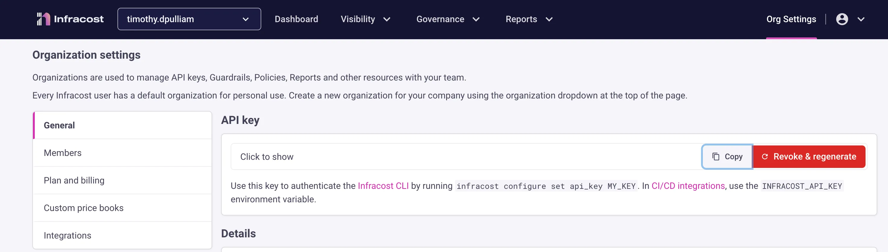 Infracost API Key